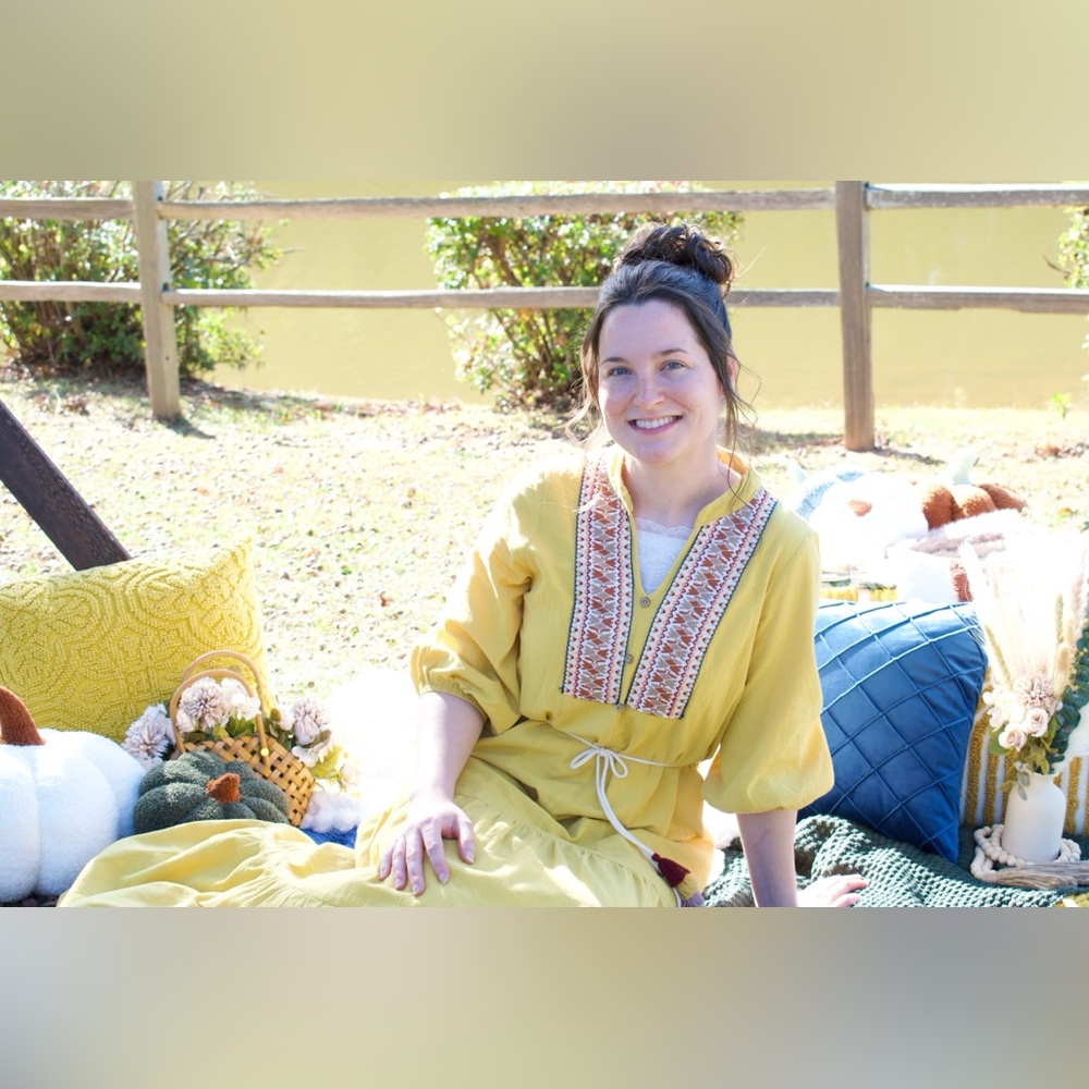Yellow Embroidered Dress - Picture 6 of 6